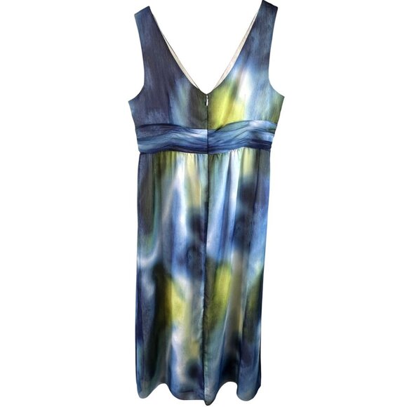 Chico's Blue Tie Dye Gathered Chiffon Maxi Dress Size 2.5 XL - Picture 4 of 5